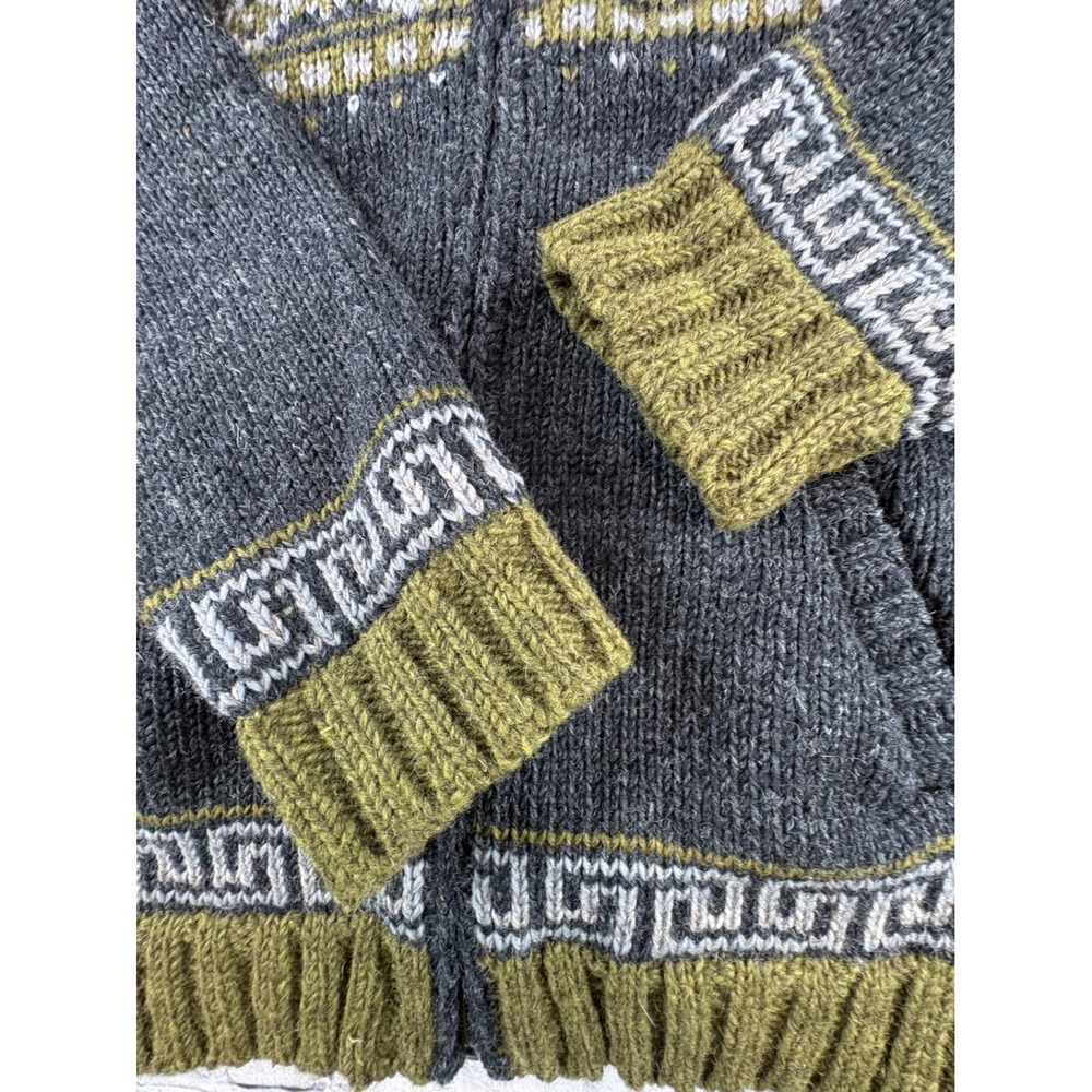 Lost Horizons Cardigan Mens L Gray Wolf Heavyweight Wool Full Zip Nepal - Picture 5 of 14
